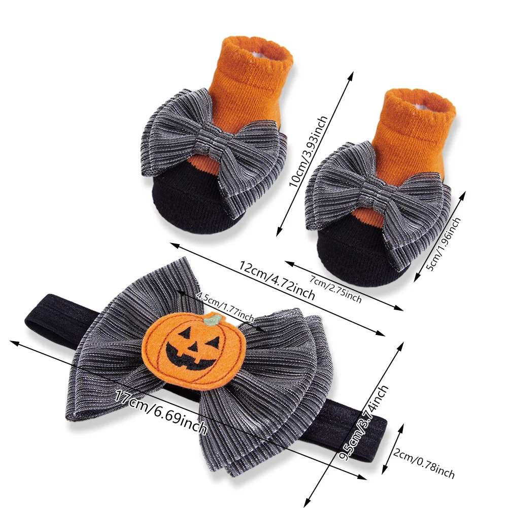 Calcetines antideslizantes para niña de Halloween con lazo elástico - imagen 3