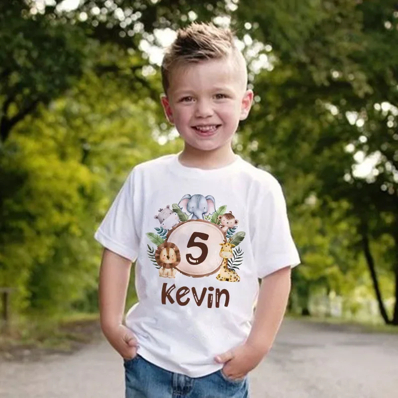 Camiseta de cumpleaños personalizada para niños con nombre de animales - imagen 2