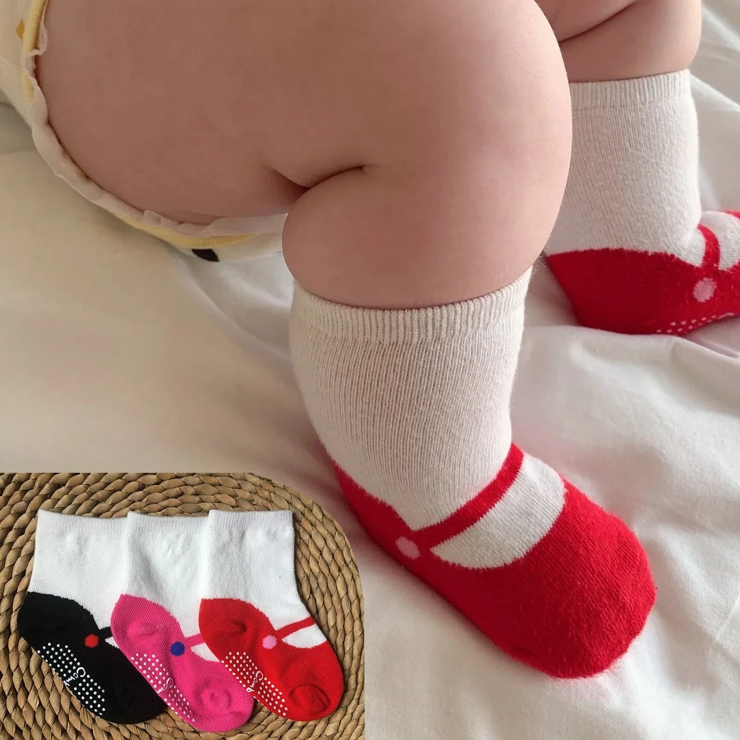 Calcetines cortos antideslizantes para bebé estilo ballet de primavera - imagen 2