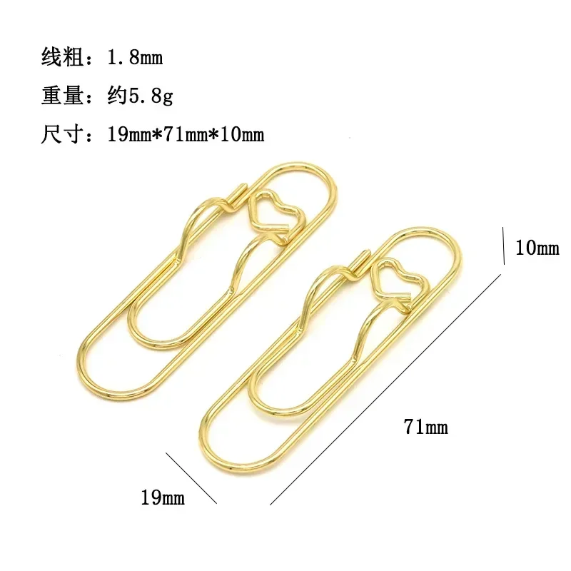 Clips metálicos decorativos en forma de corazón para bolígrafos
