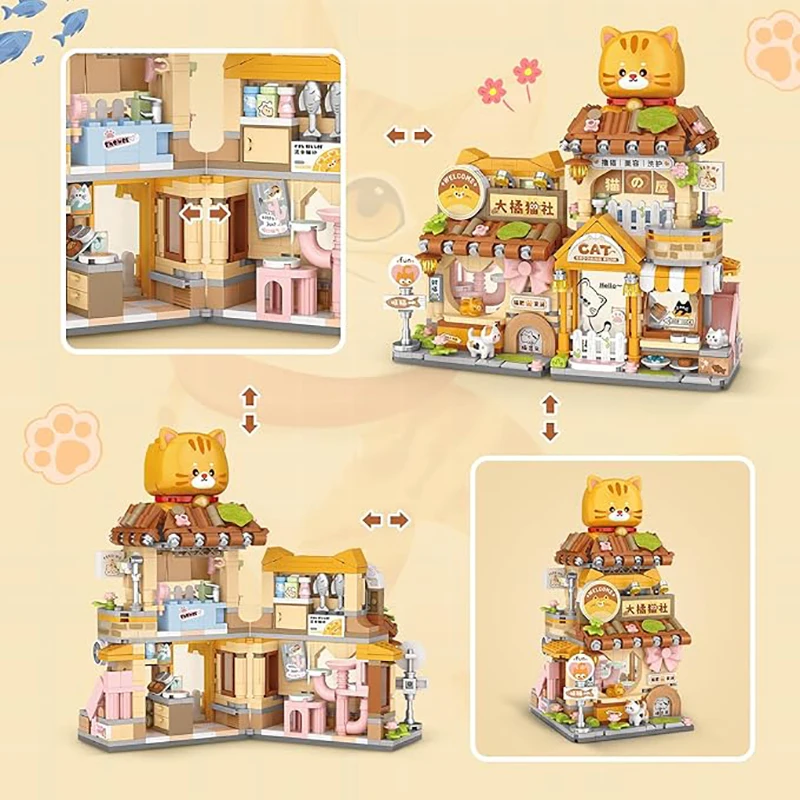 Bloques de construcción plegables de calle con juguete 3D gato - imagen 3