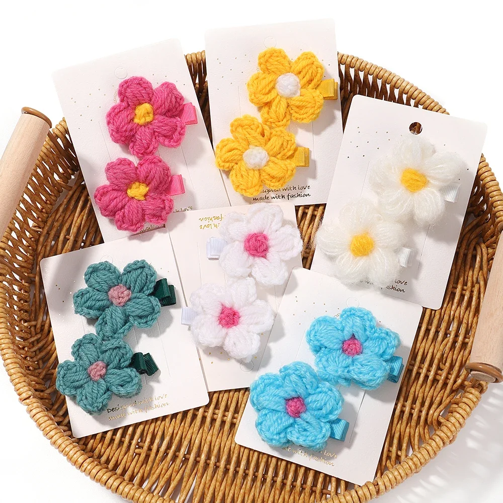 Horquillas para bebe con flores suaves - pasadores de tela tejida - imagen 5