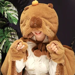 Manta infantil de felpa con capibara y lana coral negra