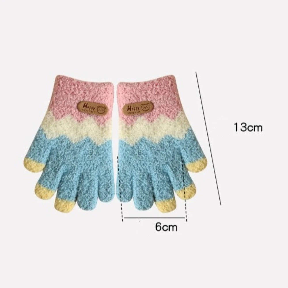 Guantes de punto con dibujo de oso – Lana cálida para invierno niños - imagen 4