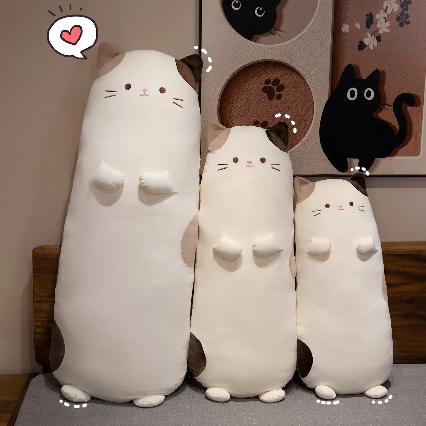 Almohada peluche gato Calicó larga lavable suave para dormir niños - imagen 5