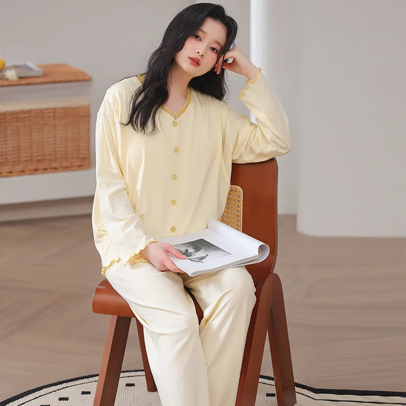 Pijama de lactancia de modal para otoño-invierno posparto - imagen 2