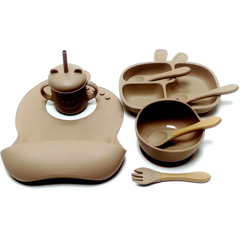Tenedor y cuchara de silicona ergonómicos para bebés