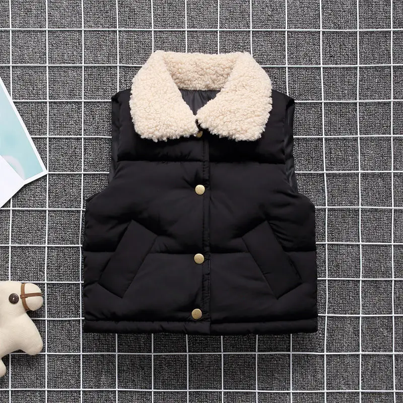 Chaleco algodón cuello piel grueso cálido niños niñas otoño invierno - imagen 3
