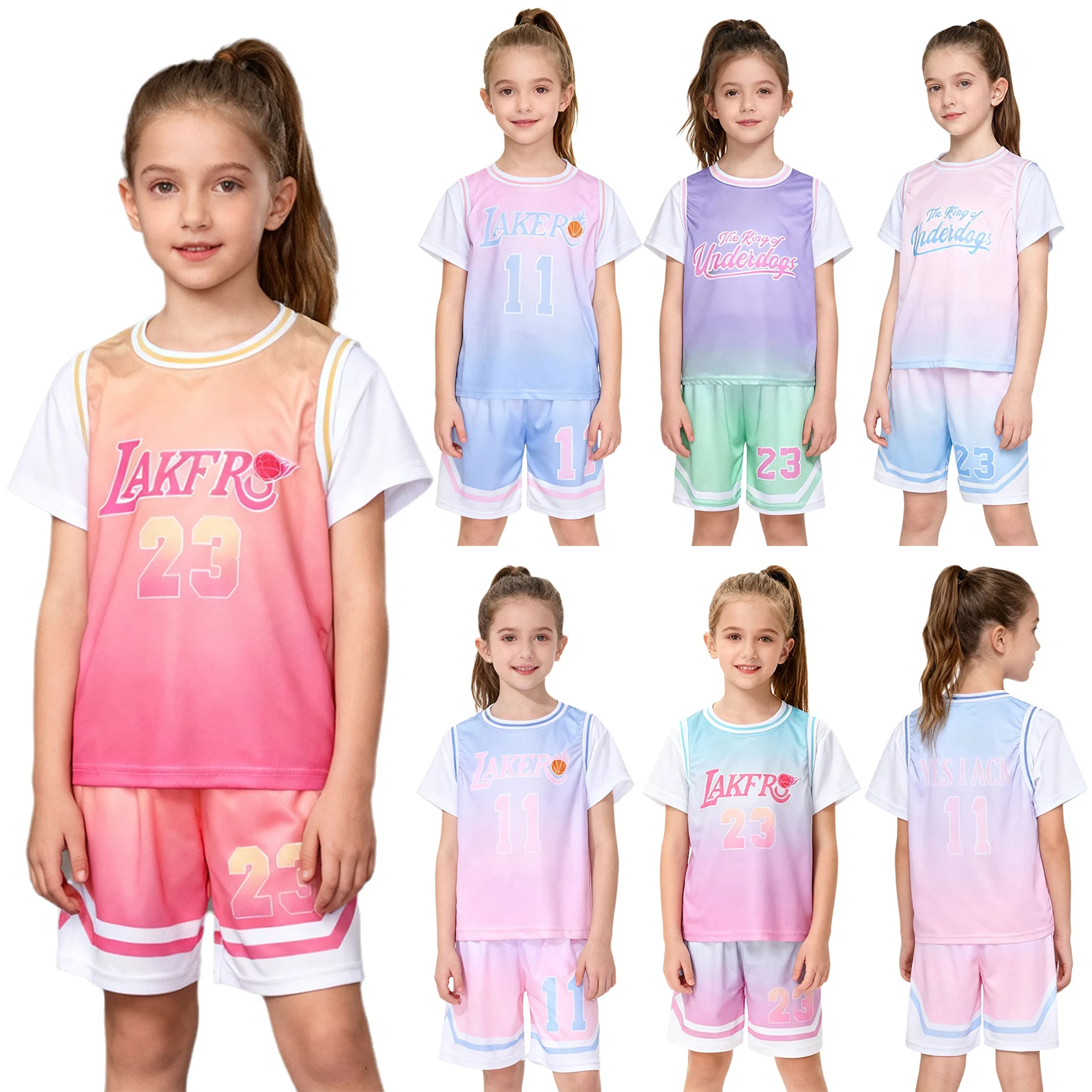 Conjunto deportivo de baloncesto para niñas: camisetas y pantalones cortos - imagen 5