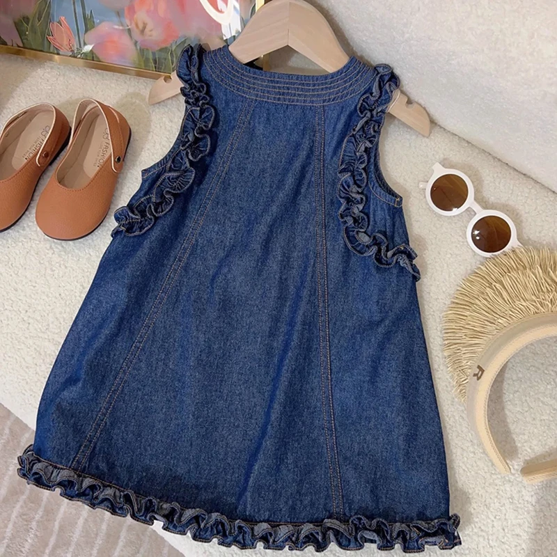 Vestido vaquero sin mangas para niña - Milangel - imagen 5