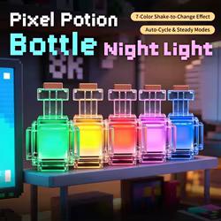 Luz nocturna infantil recargable estilo Minecraft pixel de colores