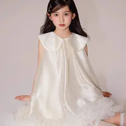 Vestido ligero sin mangas con cuello Peter Pan para fiestas y bodas