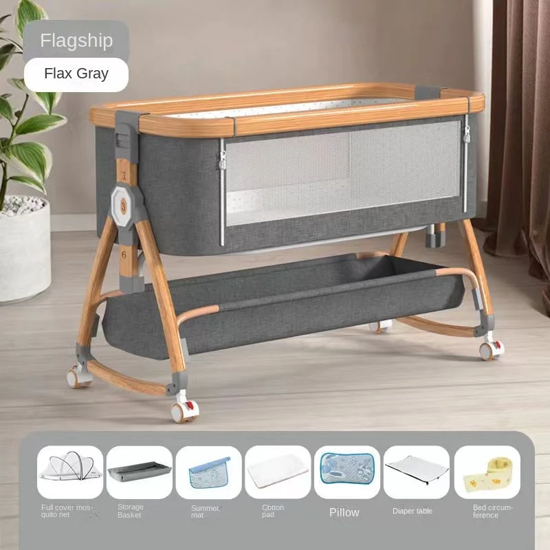 Cuna de bebé en madera con ruedas silenciosas y altura ajustable - imagen 5