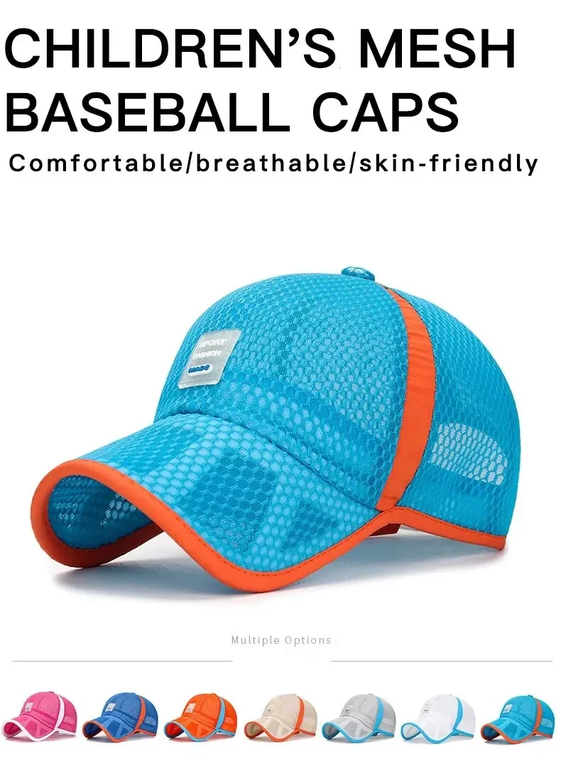 Gorra de béisbol transpirable para niños en varios colores