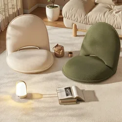 Sillón puff plegable con respaldo de felpa para salón y dormitorio