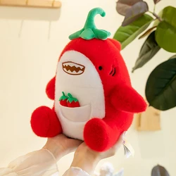 Peluche de tiburón con forma de chile rojo, regalo suave