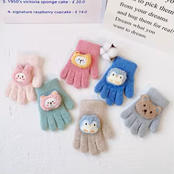 Guantes infantiles con dibujos animados y peluche para niños