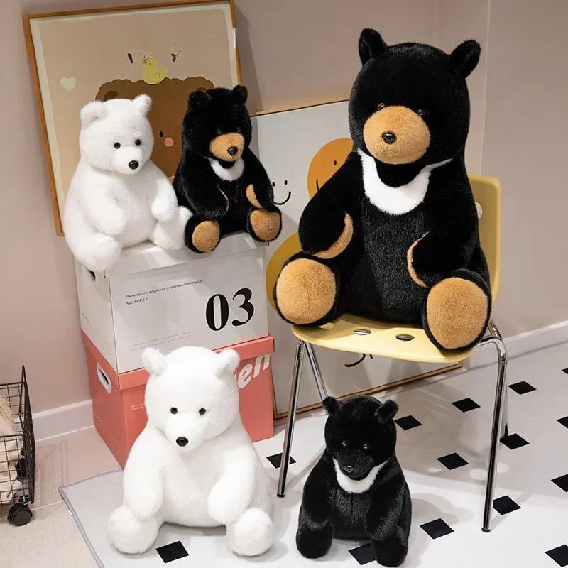 Oso de peluche negro y polar blanco, regalo para Navidad o cumpleaños - imagen 3
