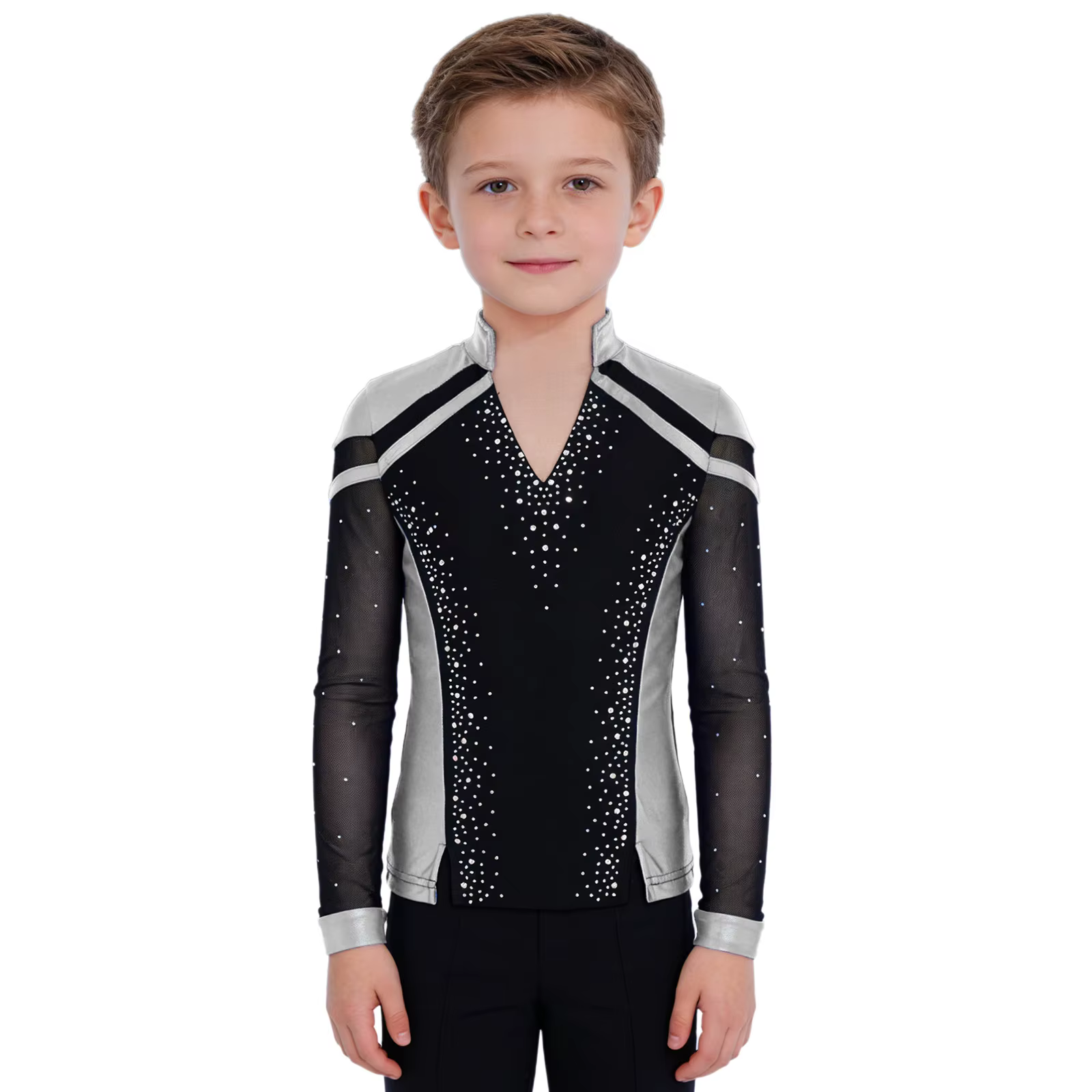 Traje de tango infantil para patinaje artístico con cuello V - imagen 2