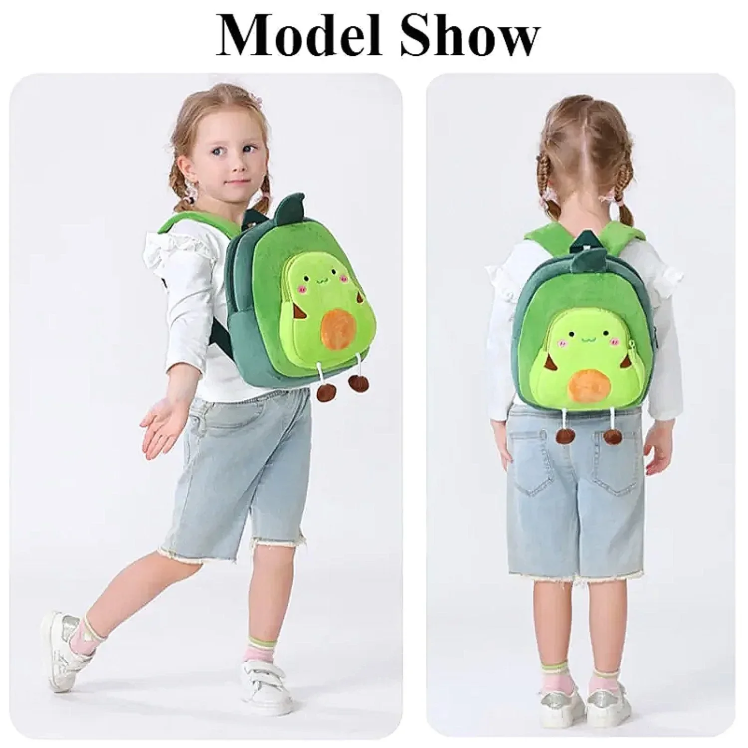 Mochila escolar de peluche para niños pequeños – Diseño aguacate - imagen 3