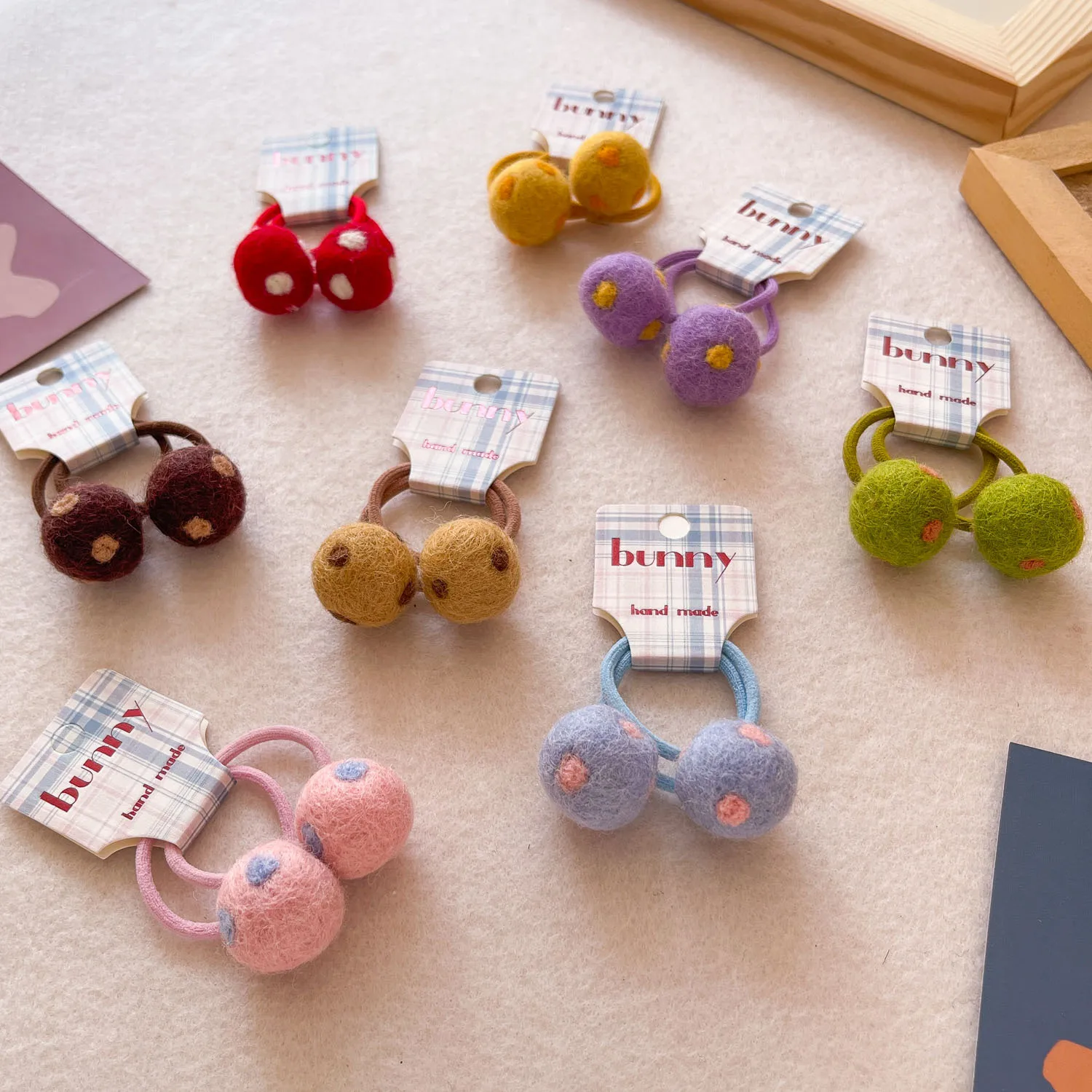 Diademas para bebé con bola de fieltro colorida, estilo coreano kawaii - imagen 3