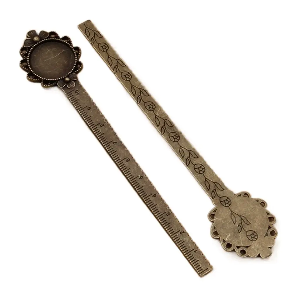 Marcapáginas con base de cabujón y clip vintage bronce - imagen 3