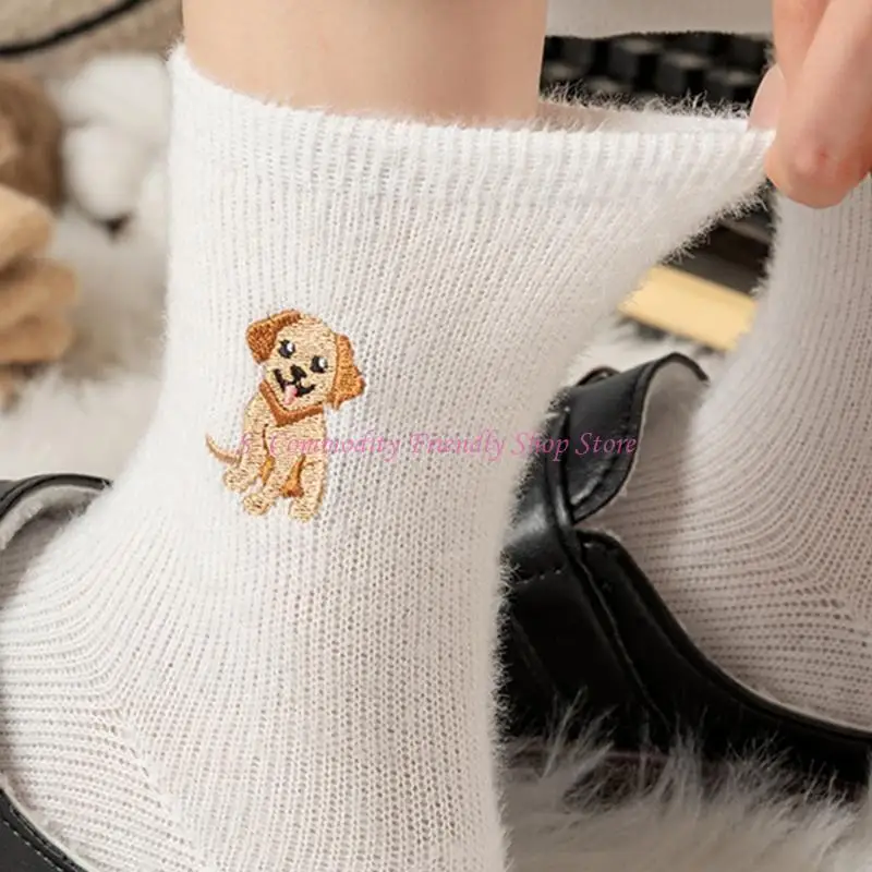 Calcetines tobilleros gruesos con diseño de animales