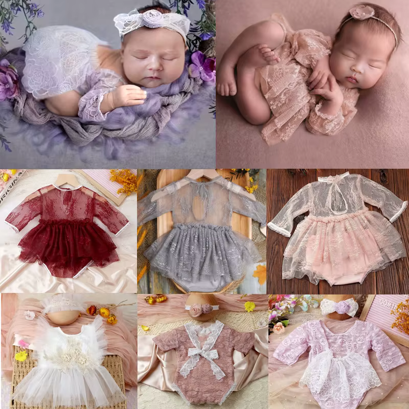 Vestido tul bebé con falda encaje – Fotografía recién nacido