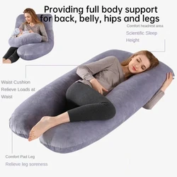 Almohada de embarazo U para dormir con funda extraíble, soporte total