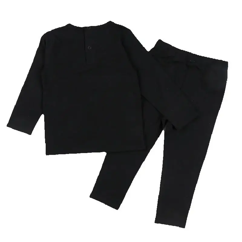 Conjunto bebé algodón y elastán negro, cuello redondo - imagen 5