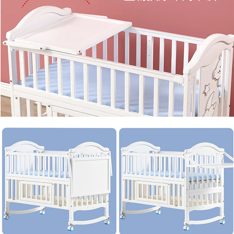 Cuna articulada junto a cama de adultos