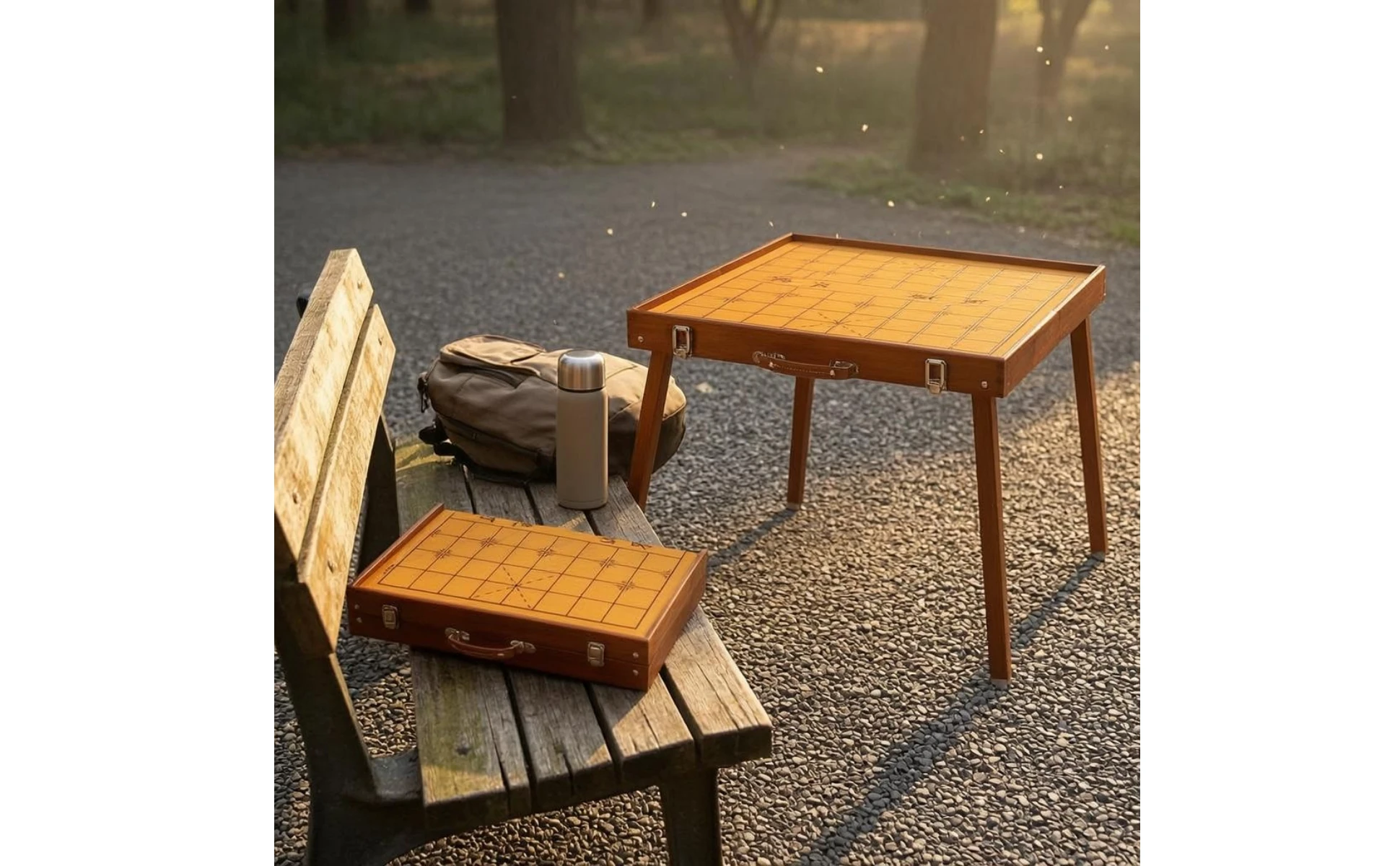 Mesa plegable de ajedrez chino Xiangqi con asa de transporte