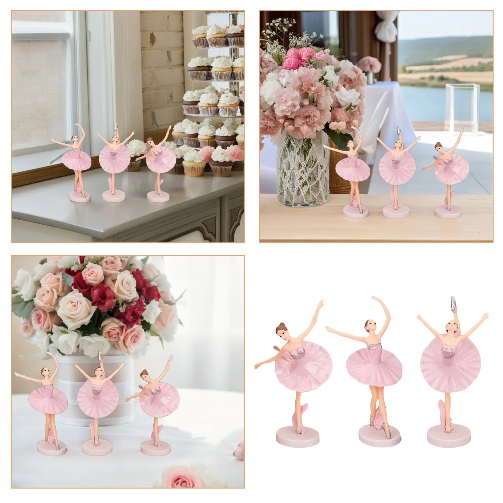 Adornos bailarina de ballet PVC para cupcakes y habitación infantil - imagen 3
