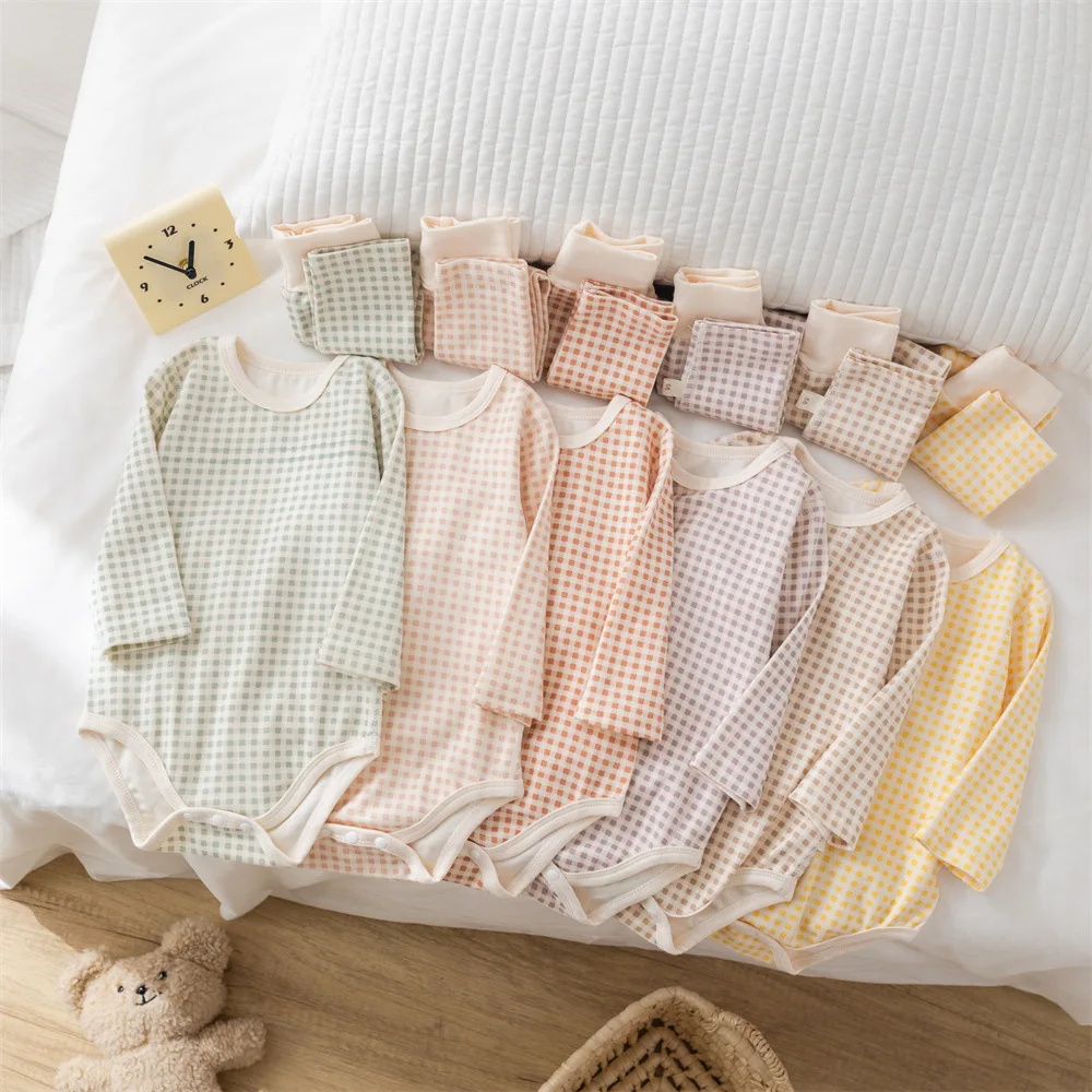 MILANCEL Conjunto de pijamas para bebé niña de mono a cuadros - imagen 5