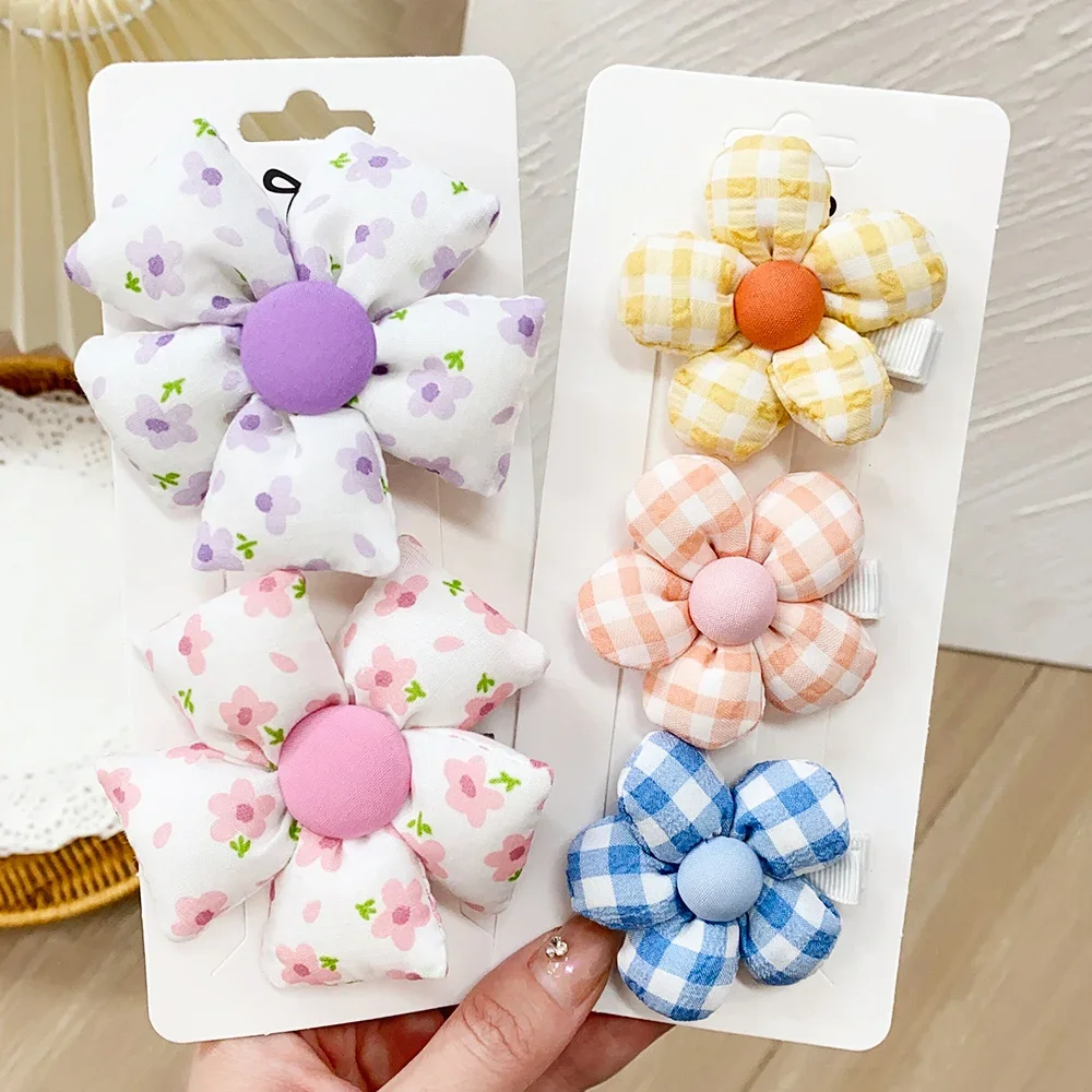 Pinzas para el cabello con estampado de flores para niñas - imagen 4