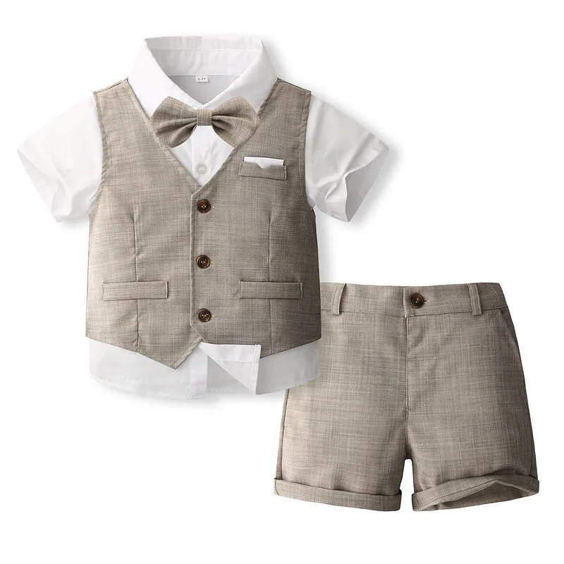 Conjunto de verano de niño pequeño con chaleco y corbata - imagen 4