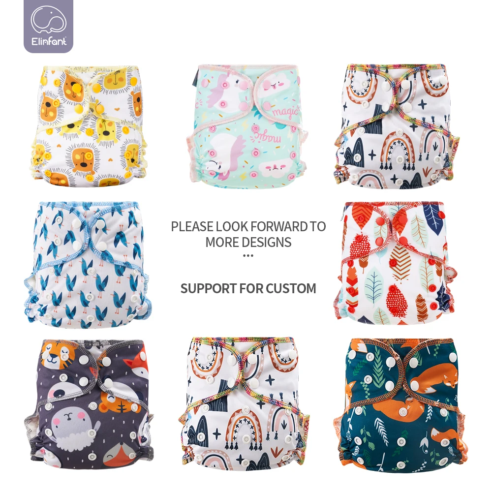 Elinfant Pañal de tela de bambú arcoíris - AIO/AI2 impermeable - imagen 5