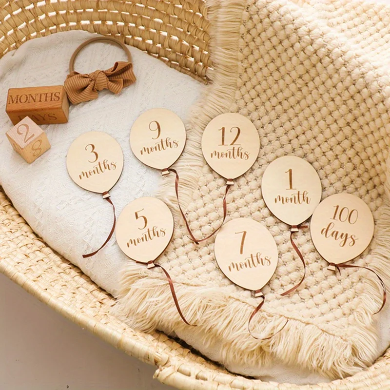 Pelota decorativa de madera para fotos de bebé - imagen 2