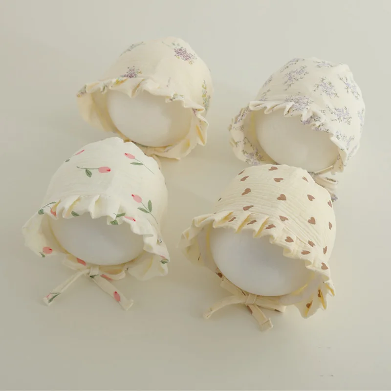 Gorro de muselina floral para bebé - Algodón suave, verano y otoño
