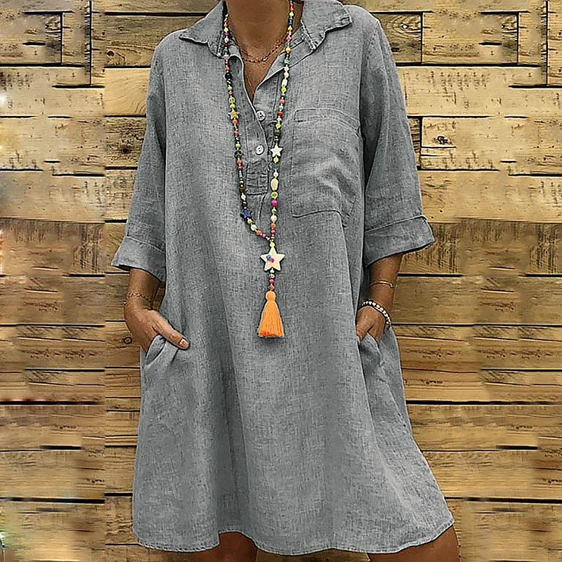 Vestido maternidad algodón verano con botones y manga corta - imagen 5