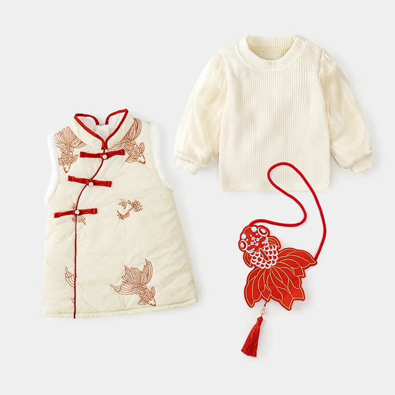Conjunto invierno niña con dibujos animados – Camiseta manga larga y vestido - imagen 5