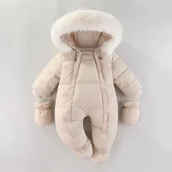 Pelele de terciopelo con capucha y guantes para recién nacido