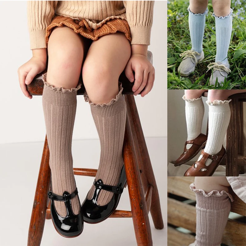 Calcetines escolares de algodón con volantes para niños - cómodos