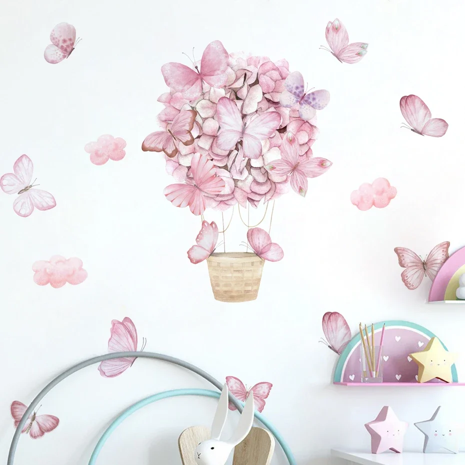 Pegatinas de pared acuarela de globos aerostáticos y mariposas - imagen 5