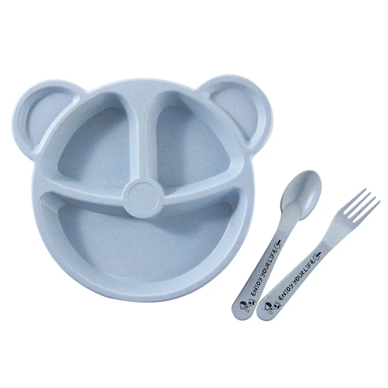 Plato infantil con ventosa y cuenco de trigo – Tenedor y cuchara - imagen 2
