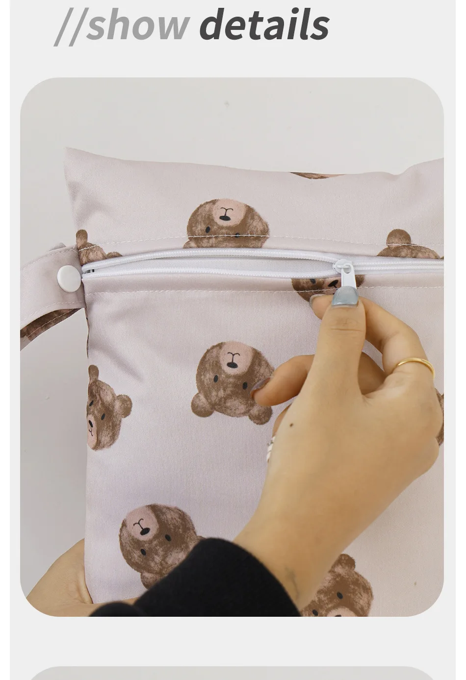 Bolsa Elinfant en uso para guardar pañales