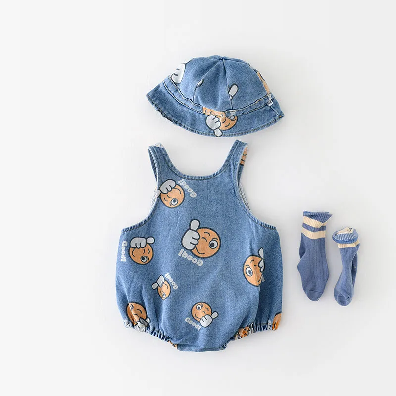 Body y gorra de mezclilla para bebé – Set suave unisex - imagen 5