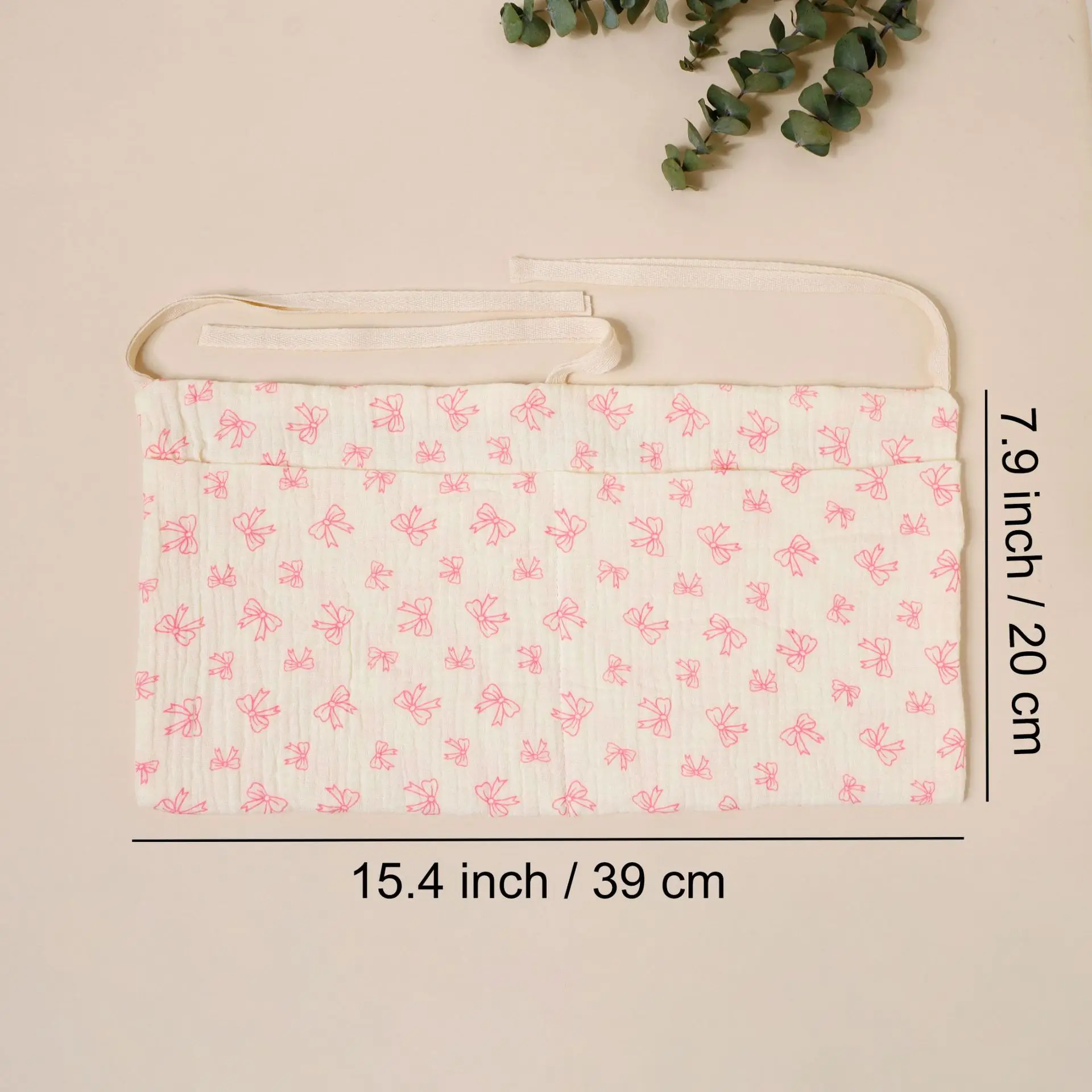 Bolsa de pañales colgante para biberones y bebé, flores con lazo - imagen 4