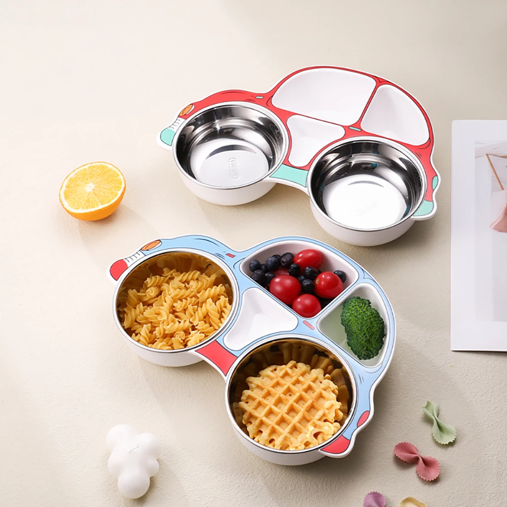 Set de comedor infantil con plato coche y cubiertos acero inoxidable - imagen 5