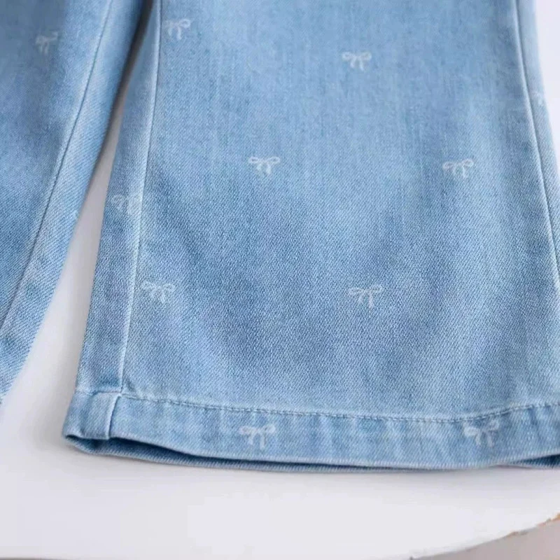 Vaqueros rectos con pajarita para niñas – estilo casual de primavera - imagen 5